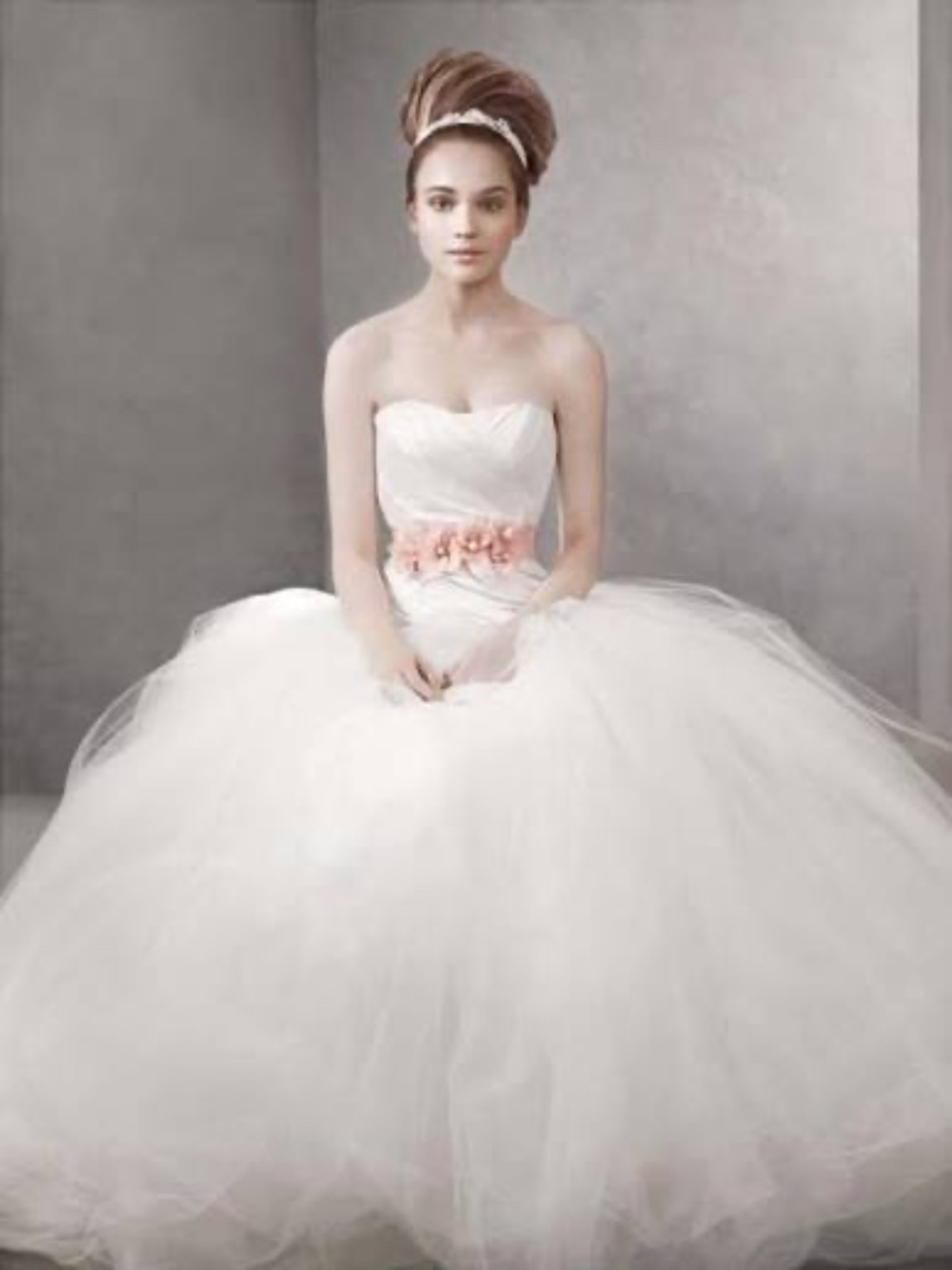 White by Vera Wang Wedding Dress, Veil, Flower Appliqué - Tags Attached
